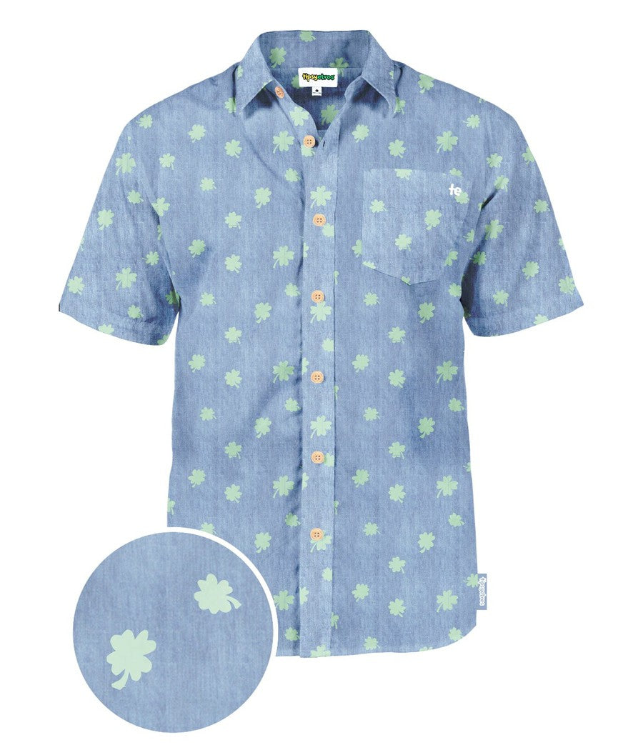 Men's Blue Clover Button Down Shirt