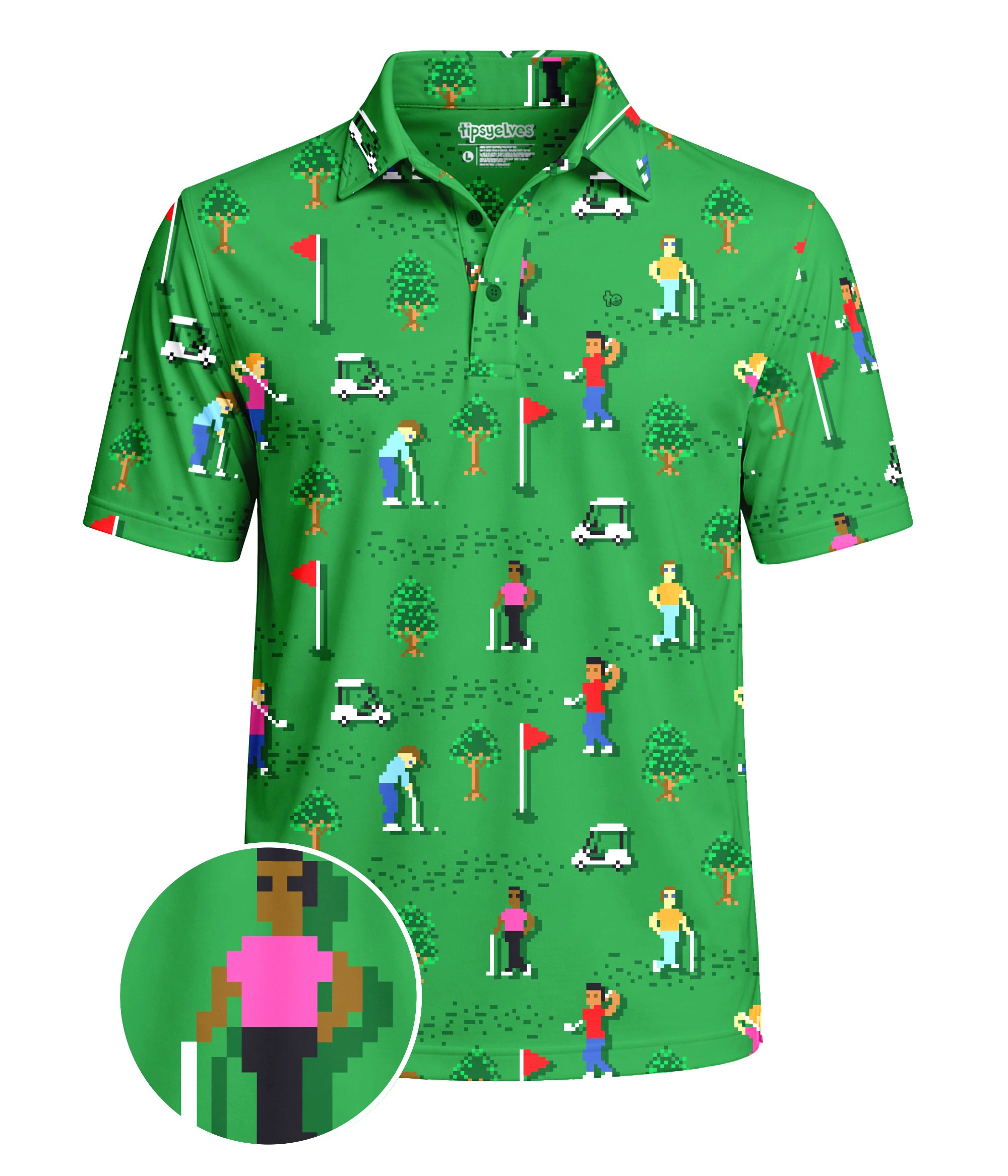 8-Bit Birdie Golf Polo: Men's Golf Outfits | Tipsy Elves