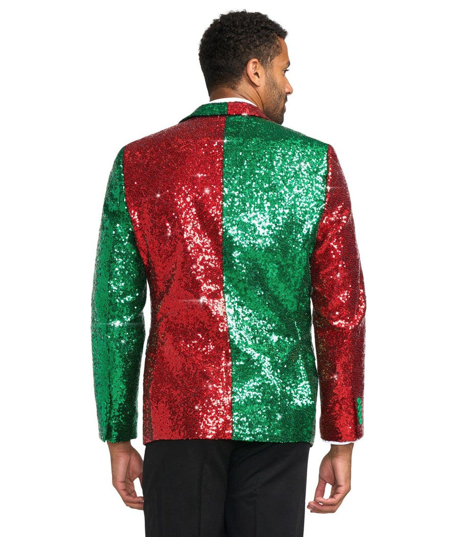 Men's Red and Green Sequin Blazer Image 2