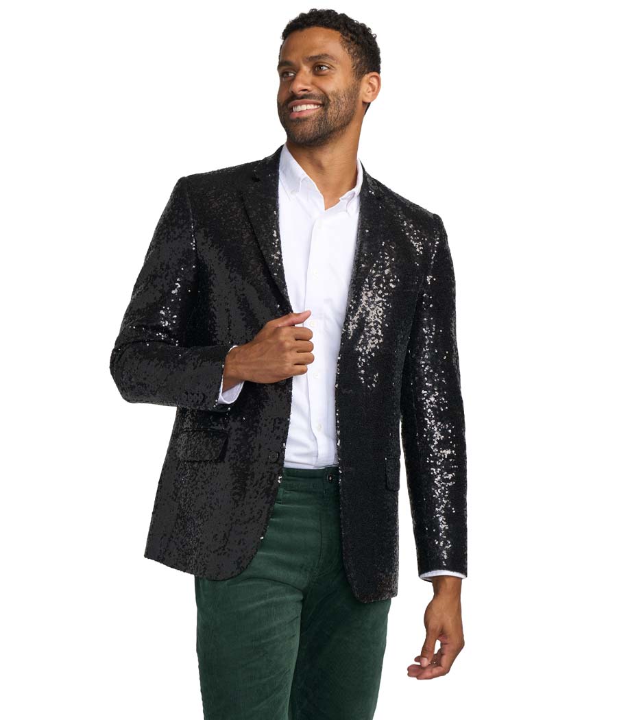 Men's Black Sequin Blazer | Epic Suit Blazer | High Strength & Durable Material | Black | Tipsy Elves Men's Black Sequin Blazer | Epic Suit Blazer | High Strength & Durable Material | Black | Tipsy Elves