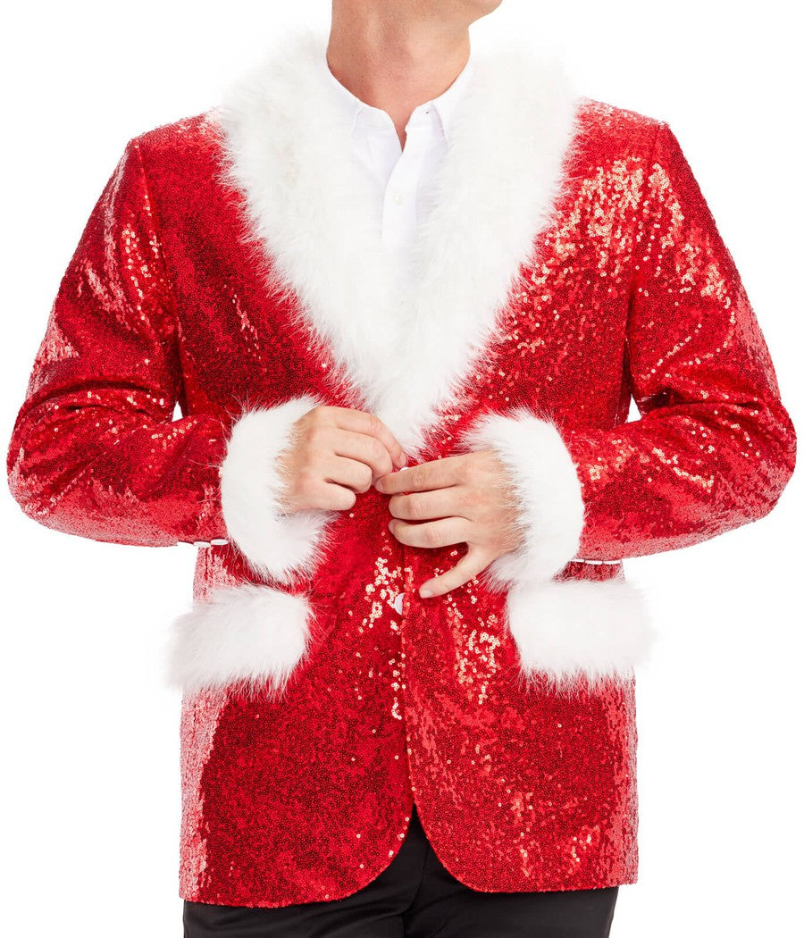Red Sequin Santa Blazer: Men's Christmas Outfits Tipsy Elves