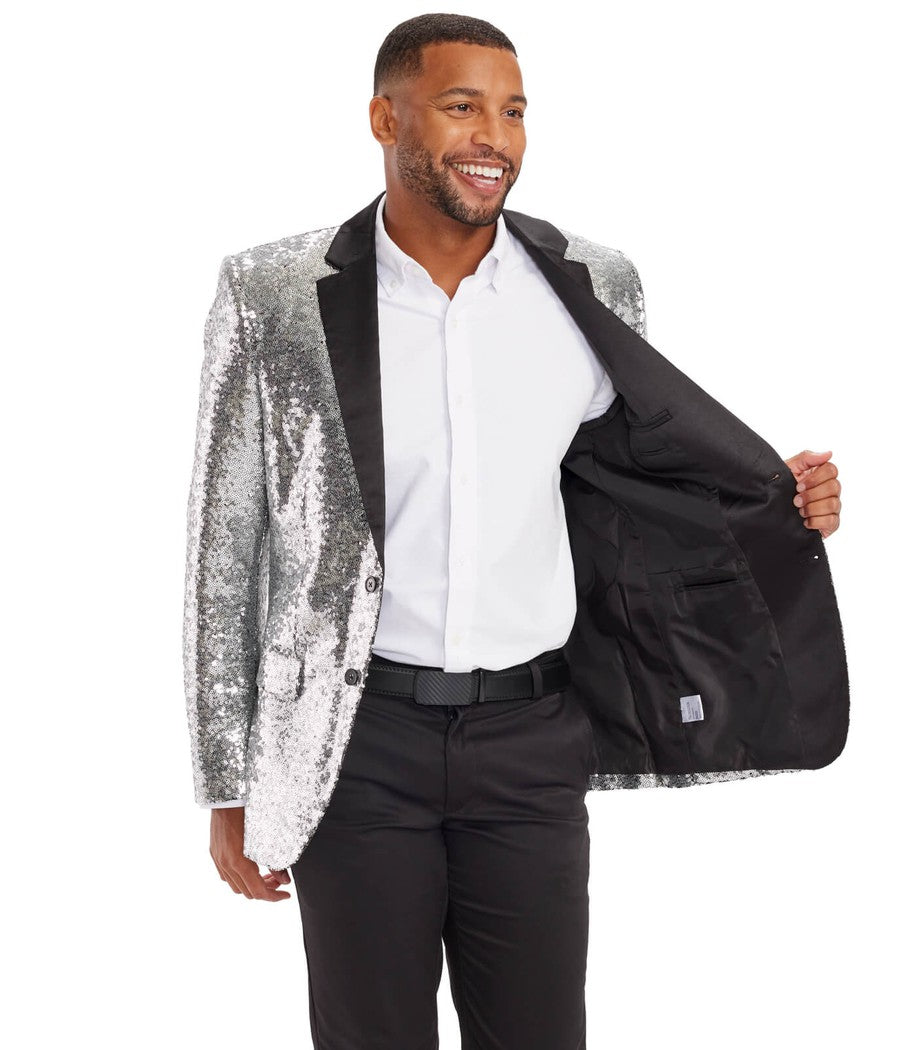 Men's Silver Sequin Blazer Men's Silver Sequin Blazer
