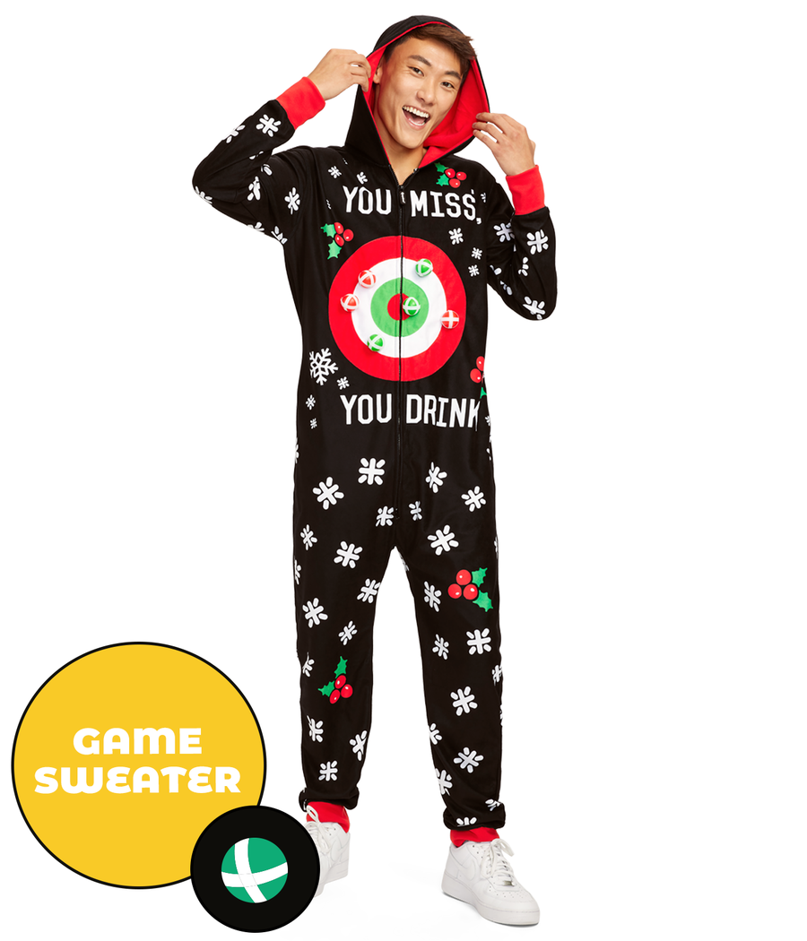 Drinking Game Jumpsuit Men s Christmas Outfits Tipsy Elves