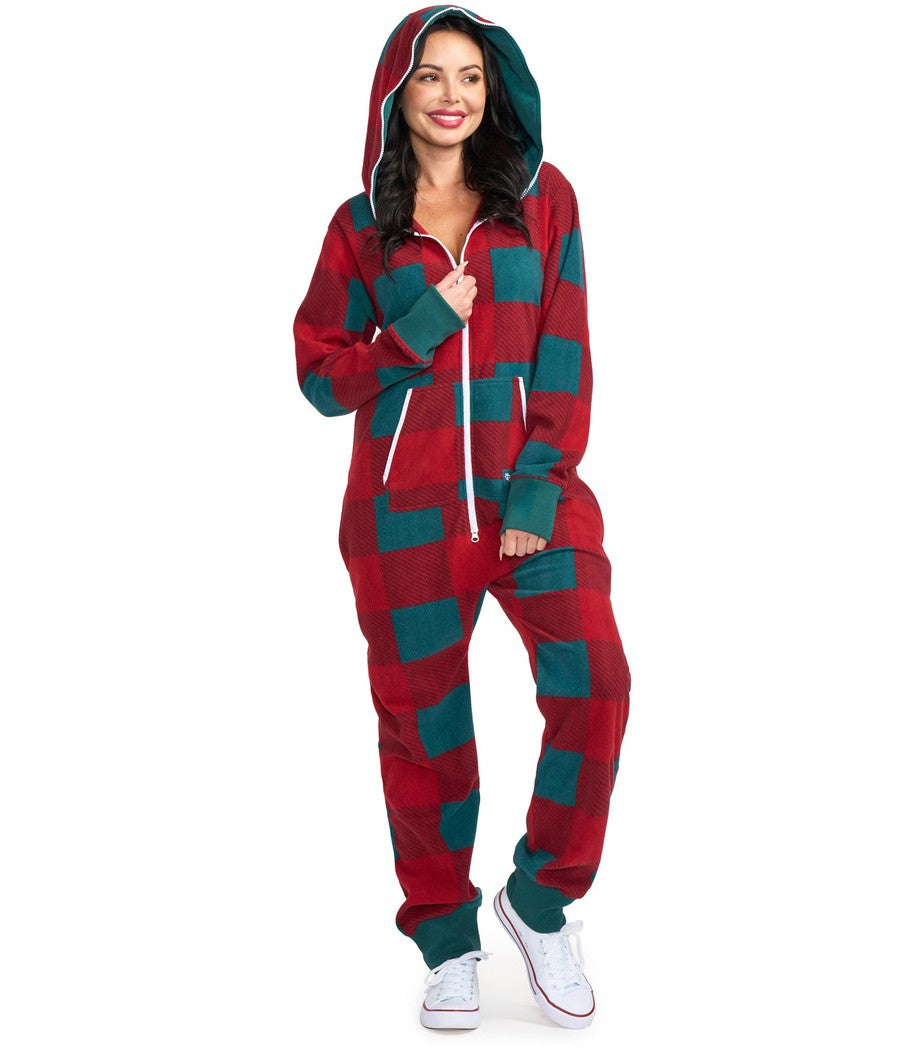 Red checkered jumpsuit outlet