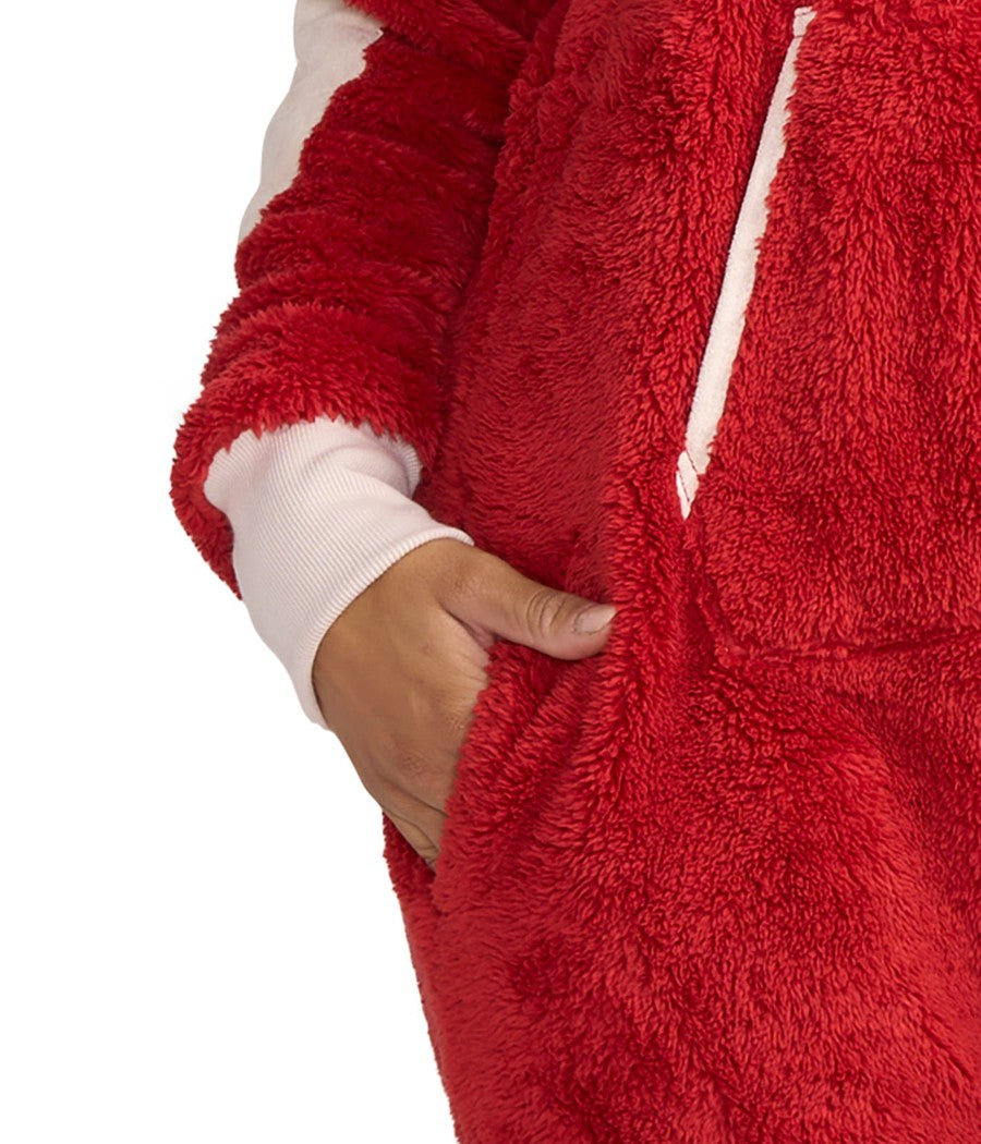 Women's Red Sherpa Jumpsuit Image 3
