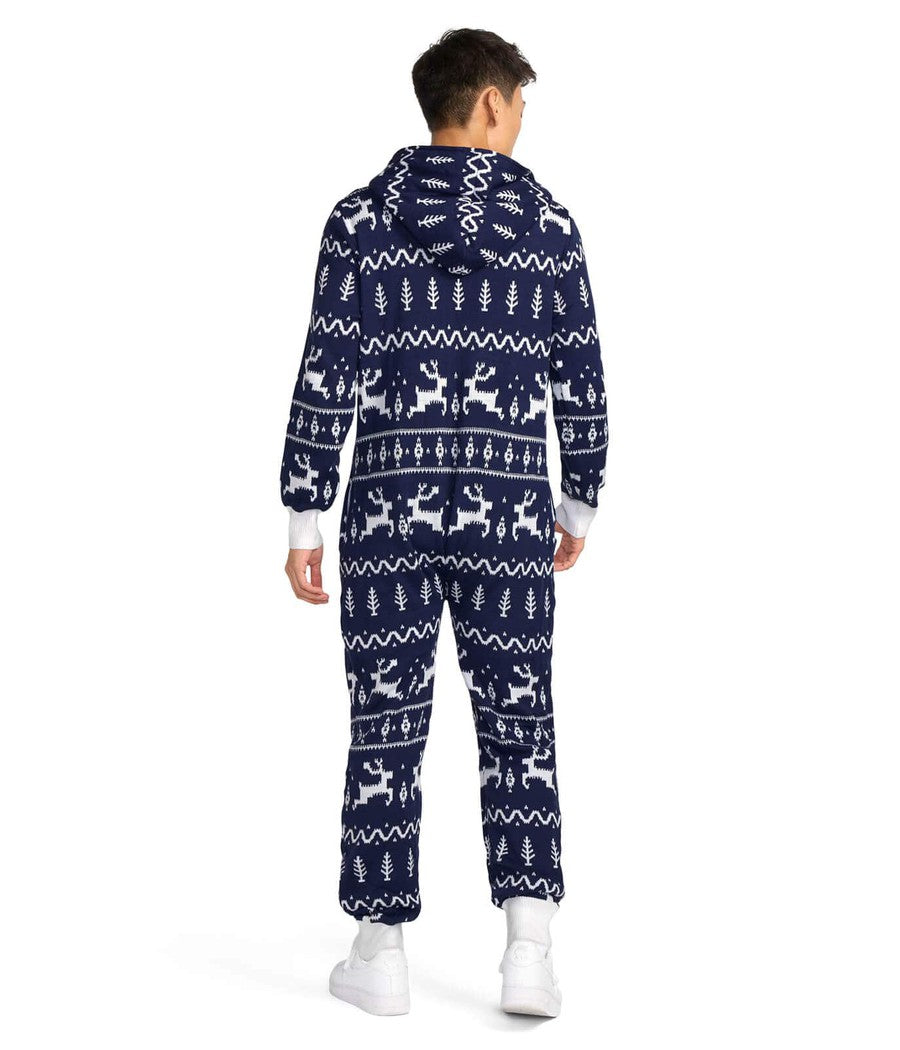 Men's Navy Fair Isle Knit Jumpsuit Image 2