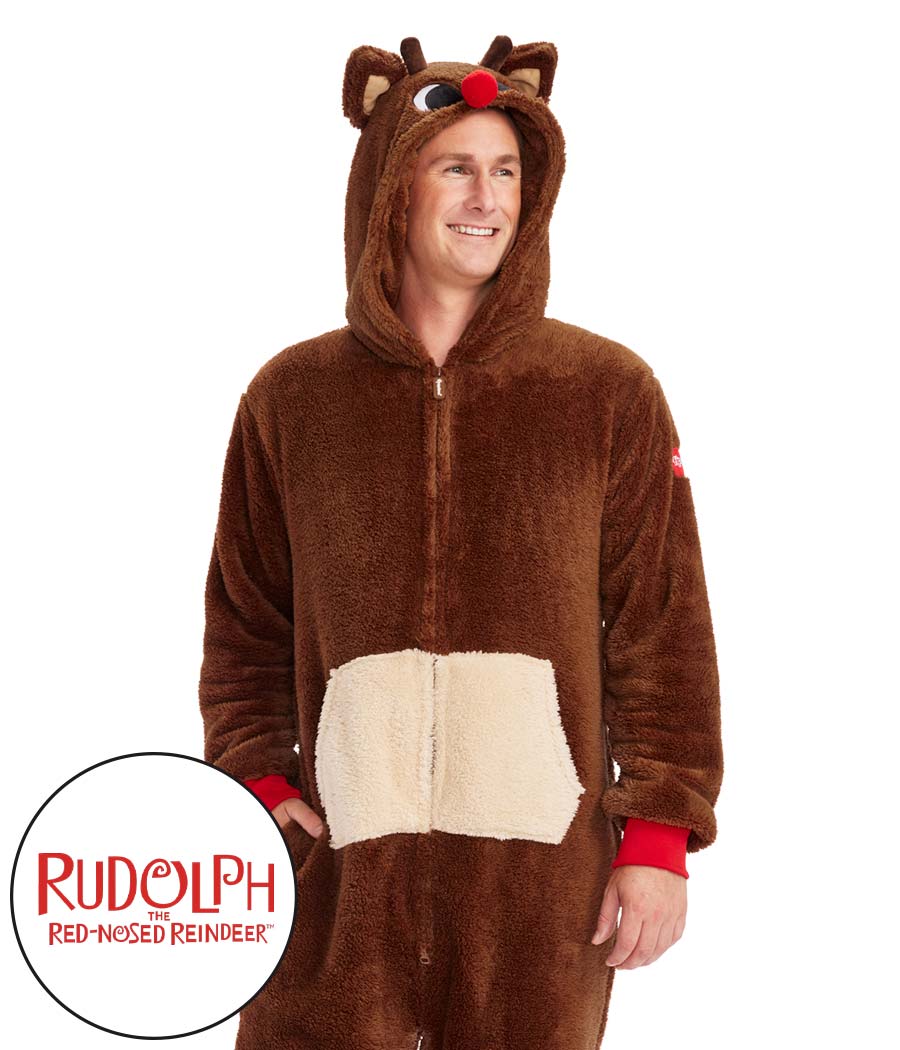 Rudolph Sherpa Jumpsuit: Men's Christmas Outfits Tipsy Elves
