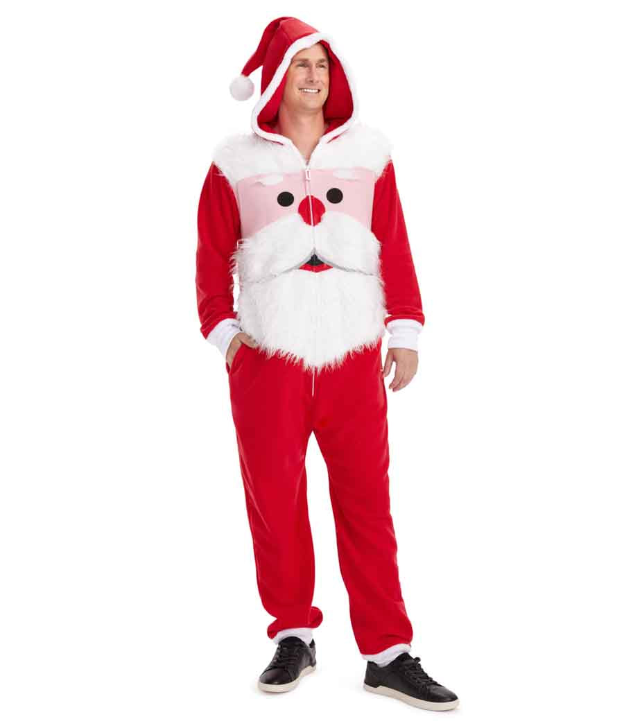 Santa's Close Up Jumpsuit: Men's Christmas Outfits Tipsy Elves