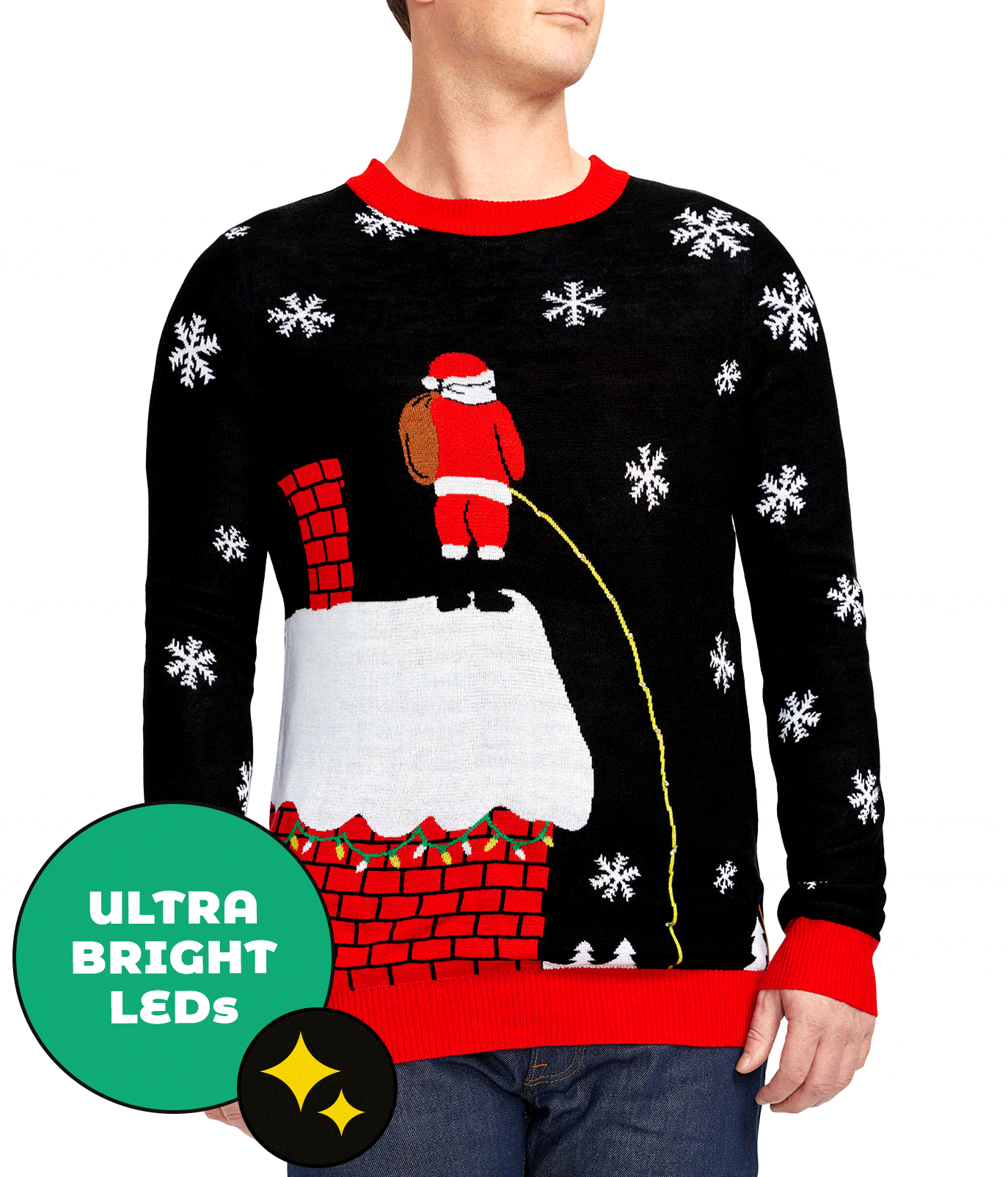 Leaky Roof Light Up Ugly Christmas Sweater: Men's Christmas