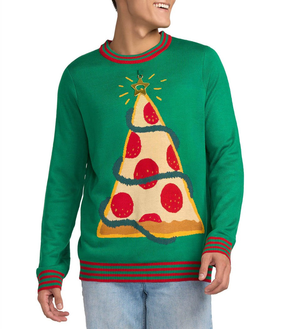 Pizza Tree Ugly Christmas Sweater: Men's Christmas Outfits Tipsy