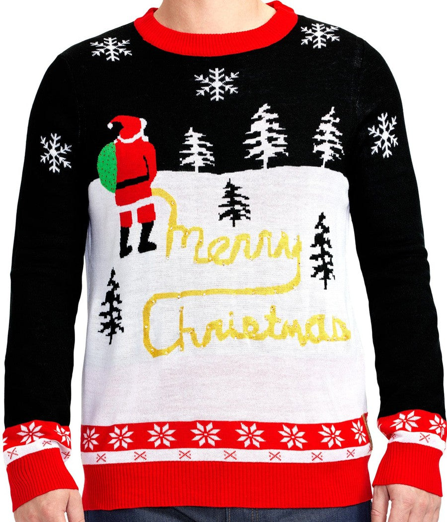 Men's Yellow Snow Light Up Ugly Christmas Sweater Image 3