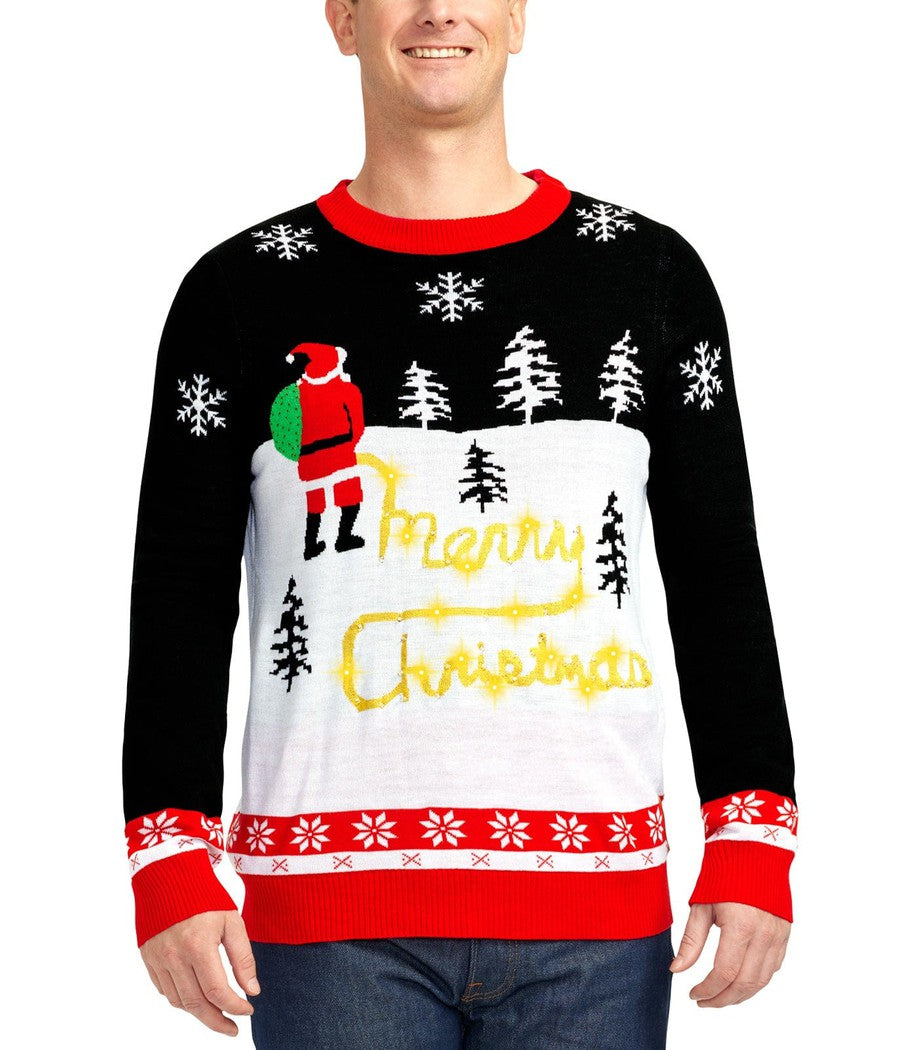 Men's Yellow Snow Light Up Ugly Christmas Sweater Image 4