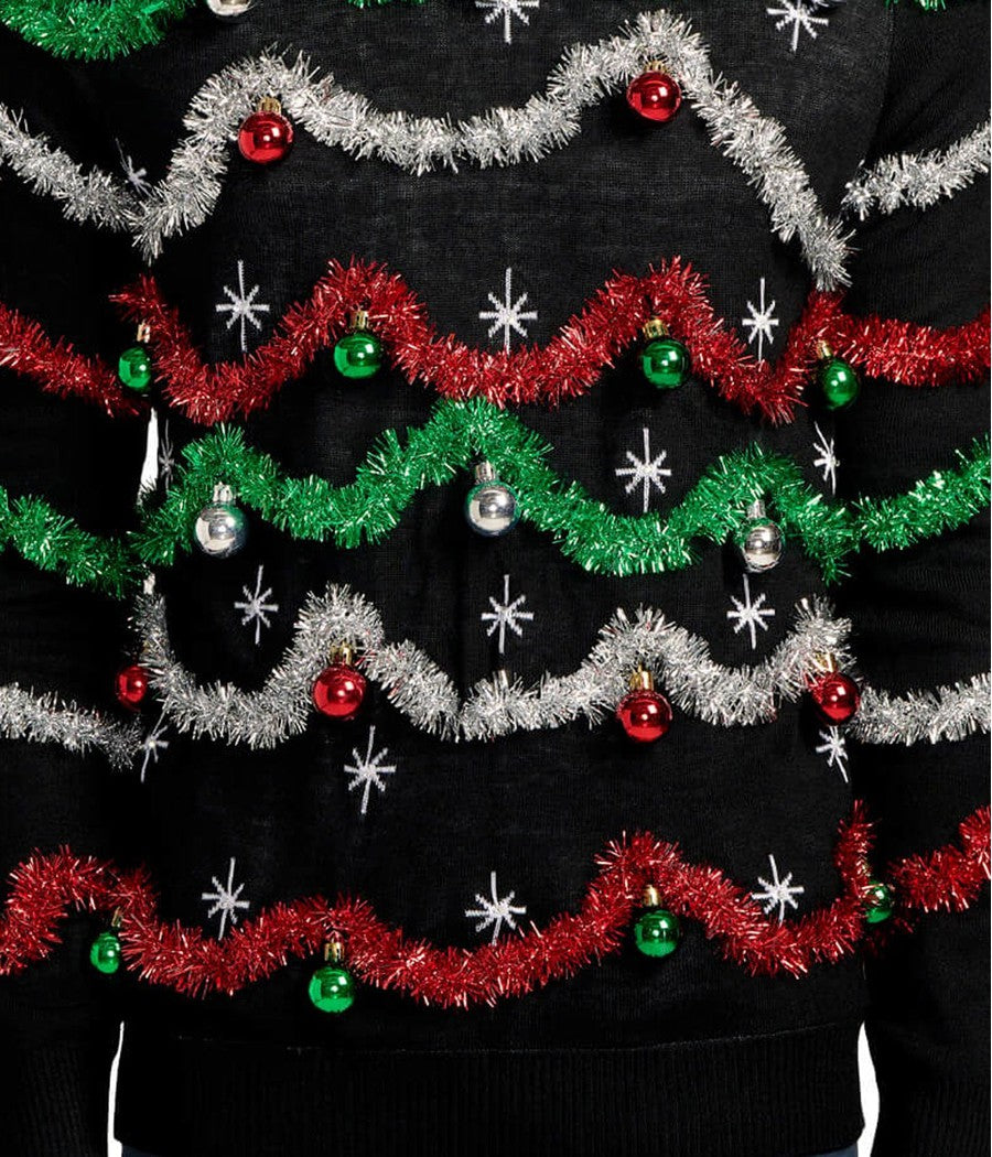 Men's Midnight Garland Light Up Ugly Christmas Sweater Image 3