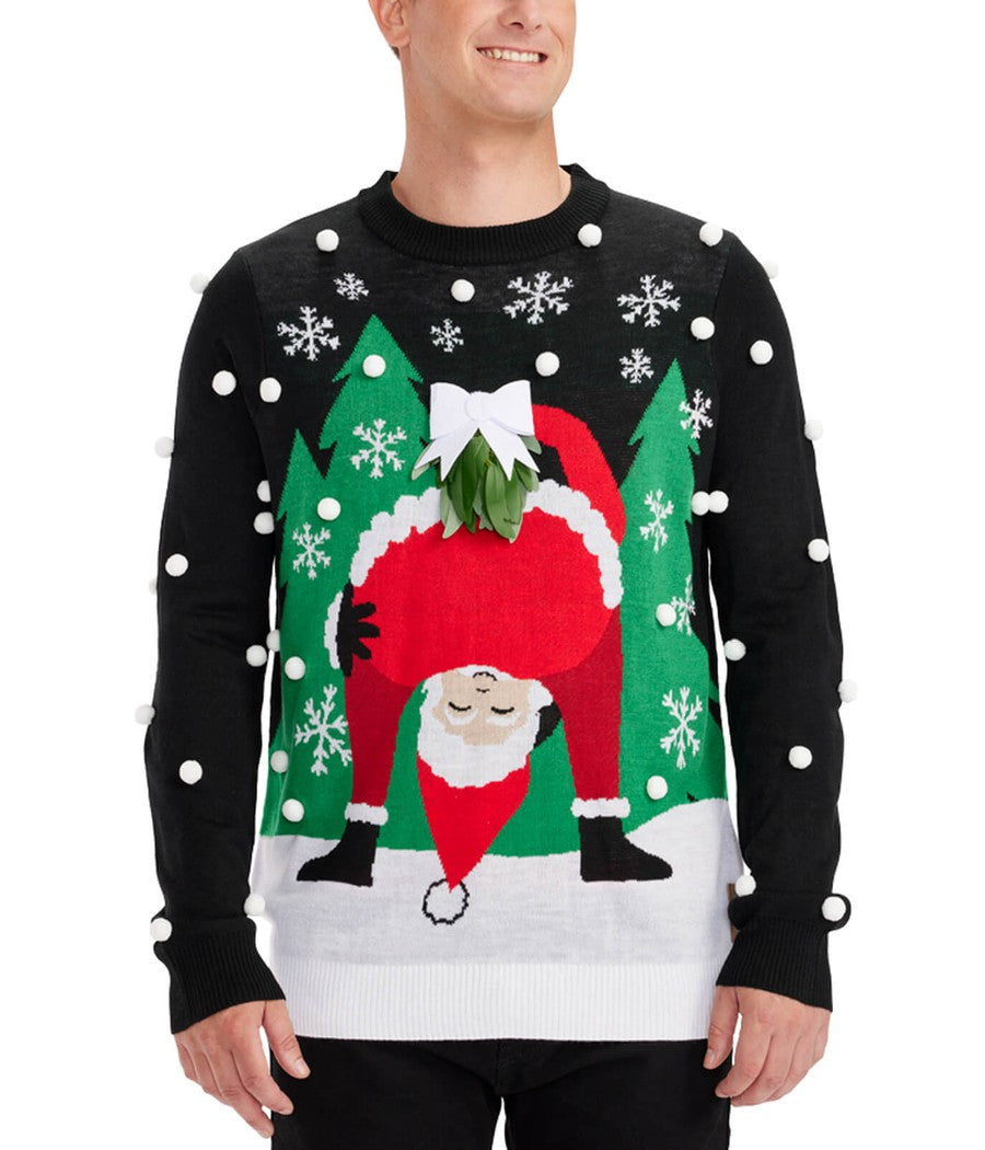 Santa Anti Xmas Jumpers Mistletease Ugly Christmas Sweater: Men's