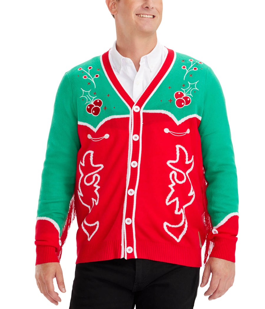 Men's Christmas Cowboy Cardigan Sweater Image 2