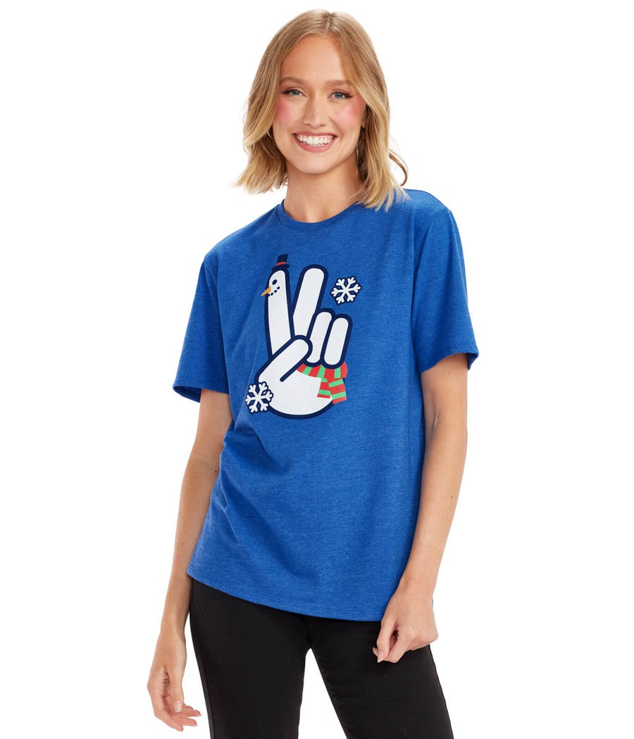 Women's Peace, Love, and Snow Oversized Boyfriend Tee Image 2