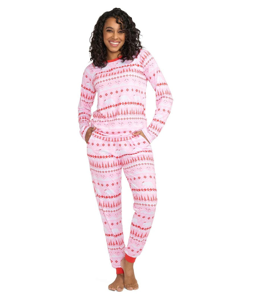 Pink Polar Party Pajama Set: Women's Christmas Outfits Tipsy Elves
