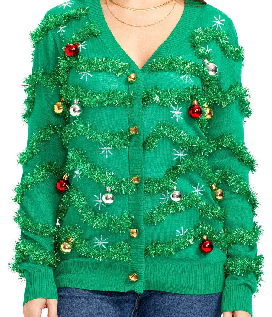 Women's Gaudy Garland Ugly Christmas Cardigan Sweater