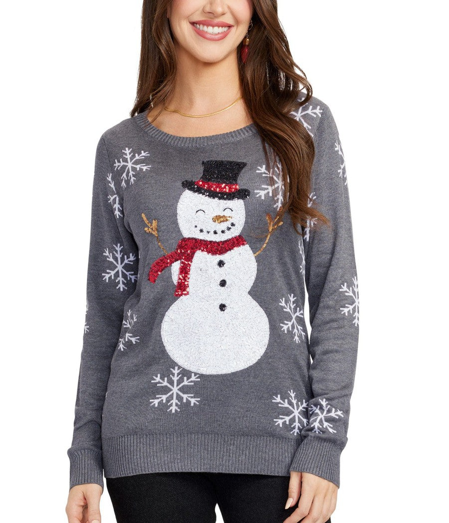 Snowflake Christmas Jumpers 2021 Ladies Sequined Snow Day