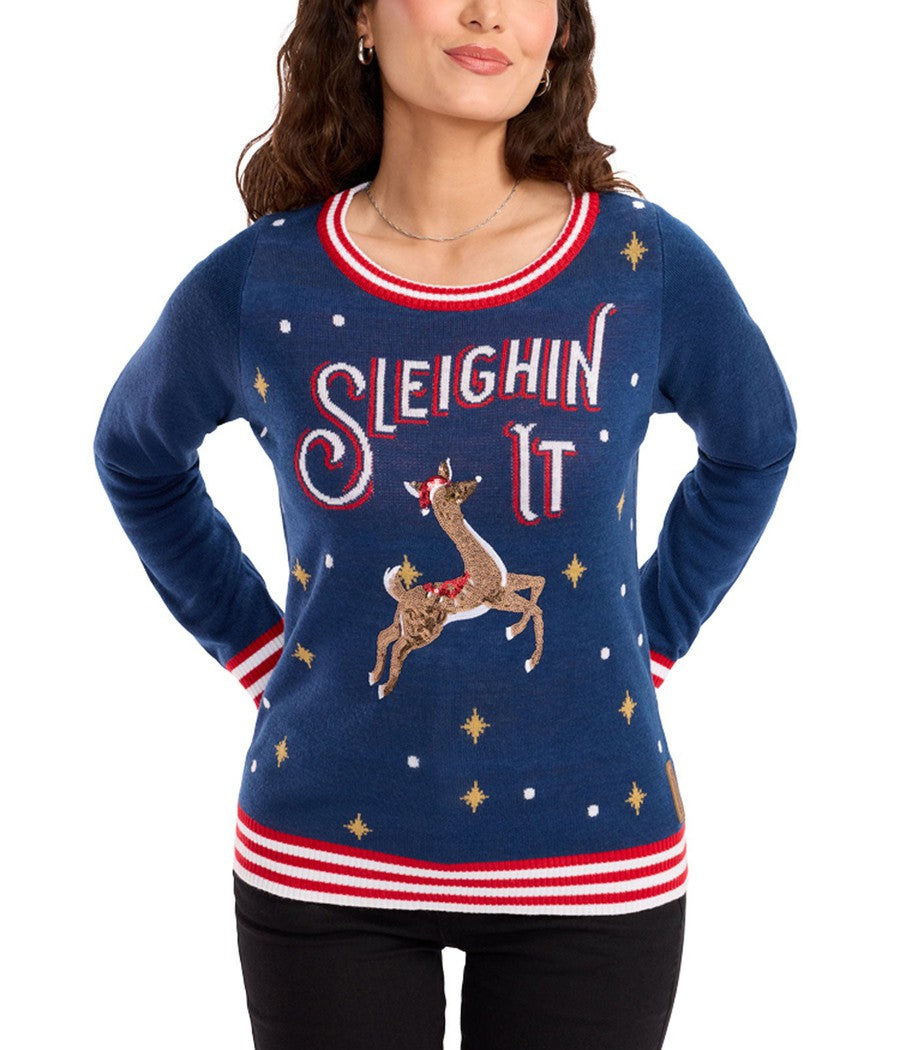 Sleighin' It Ugly Christmas Sweater: Women's Christmas Outfits