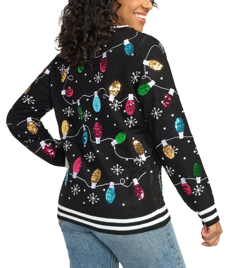 Women's Midnight String of Lights Ugly Christmas Sweater