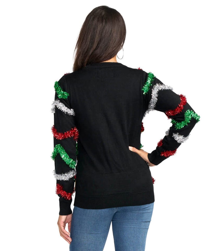 Women's Midnight Garland Light Up Christmas Cardigan Sweater