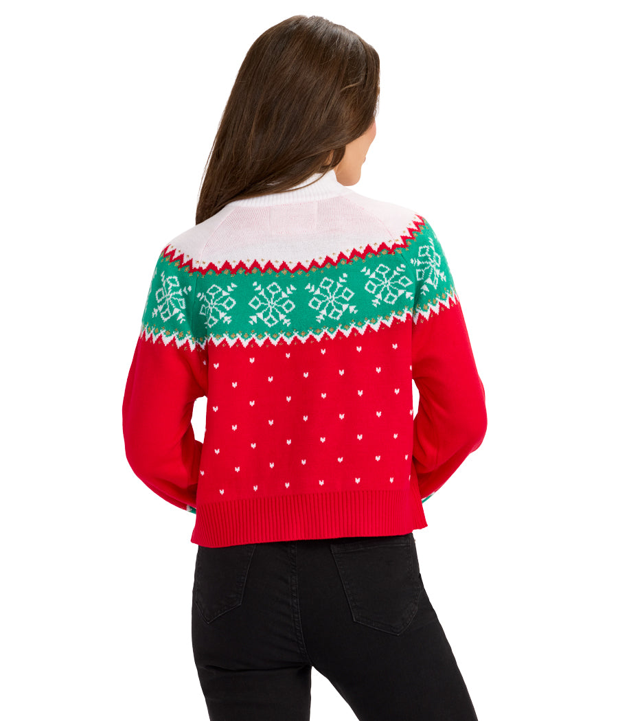Women's Merry Christmas Tassel Turtleneck Cropped Sweater Image 2