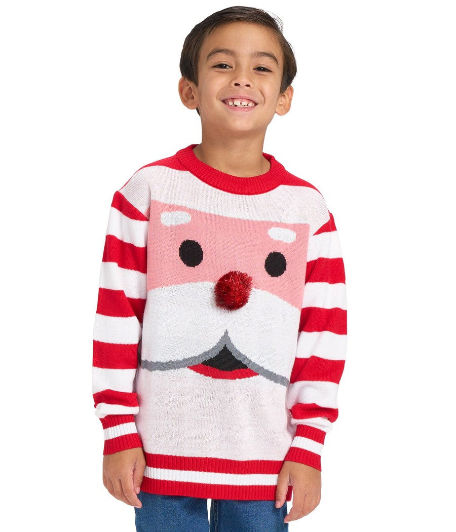 Santa s Close Up Ugly Christmas Sweater Boys Christmas Outfits Tipsy Elves