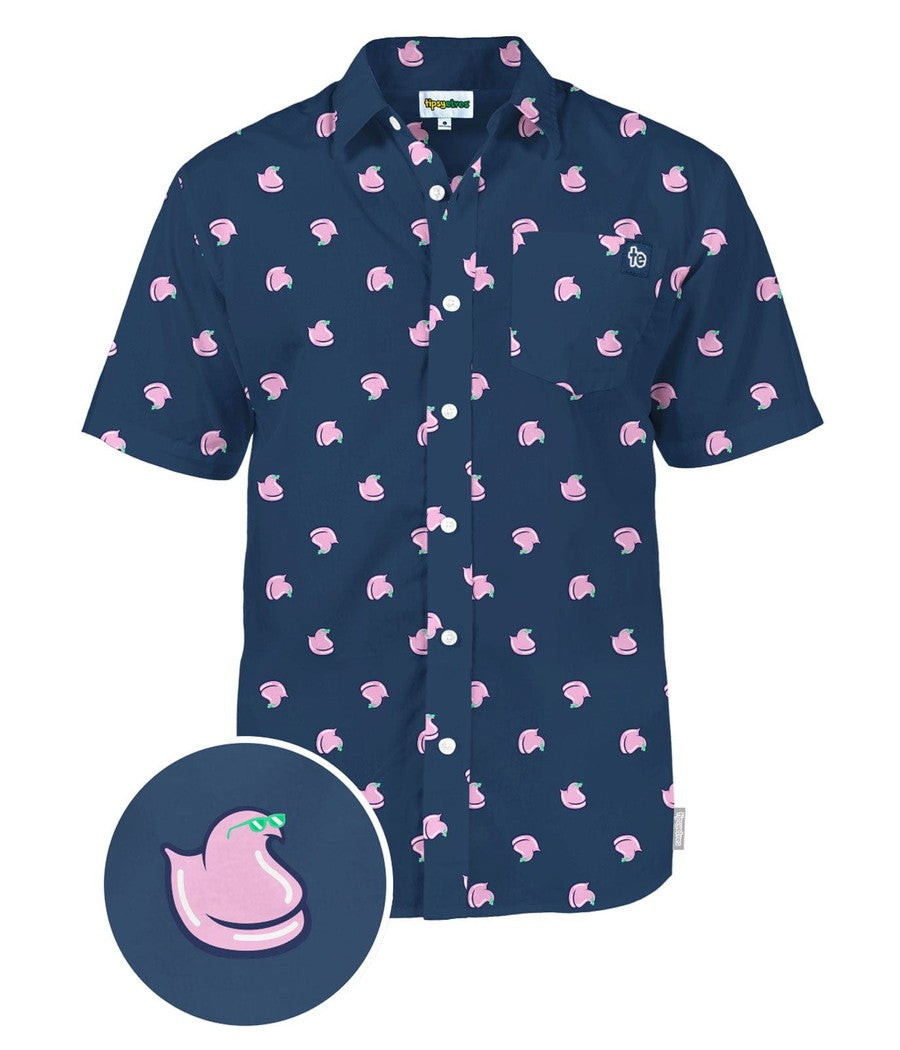 Tipsy Elves Men s Pink Pastel Bunnies Button Down Shirt