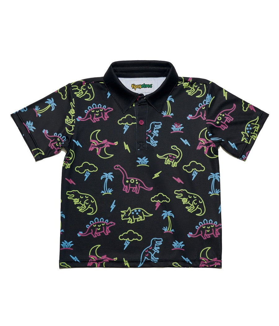 Toddler Boy's Neon Dinosaur Polo Shirt