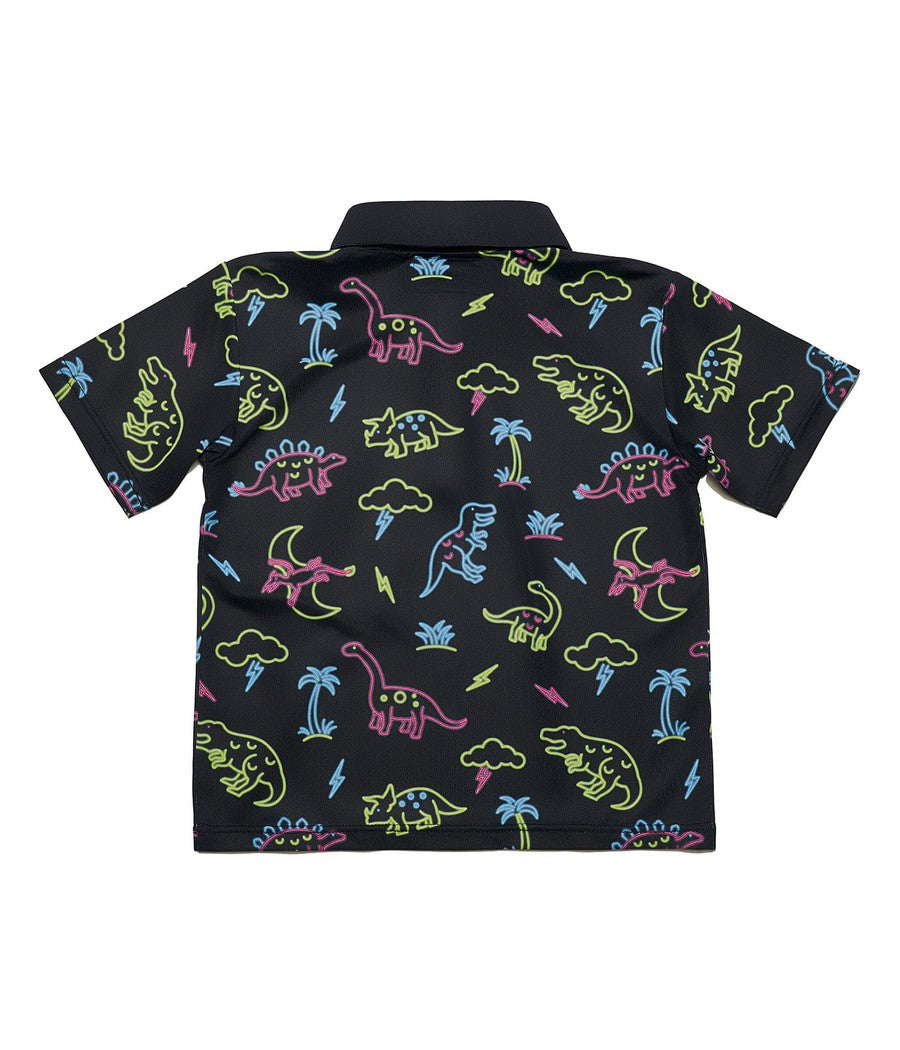 Toddler Boy's Neon Dinosaur Polo Shirt Image 2
