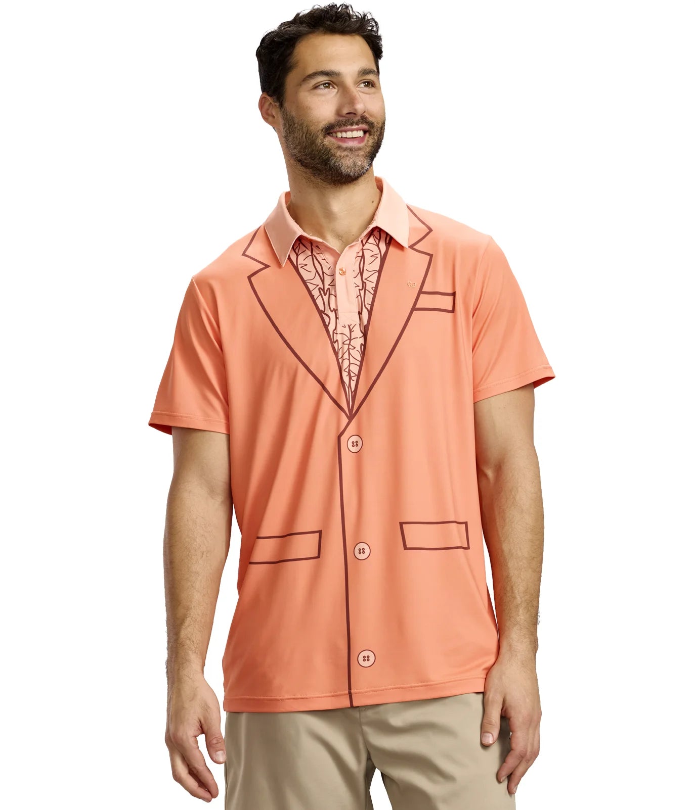 Men's Dumb Orange Tuxedo Golf Polo | Wild Golf Polo Shirt | 4-Way Stretch & Performance Cut | Orange