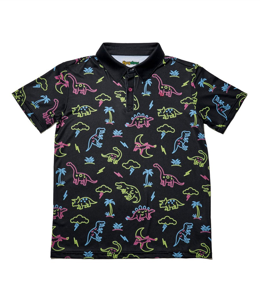 Boy's Neon Dinosaur Polo Shirt