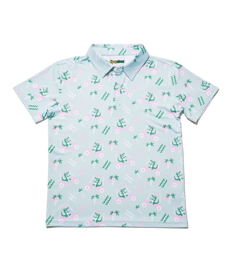 Ivory/Blue Baby Golf Carts Muslin Polo Shortie
