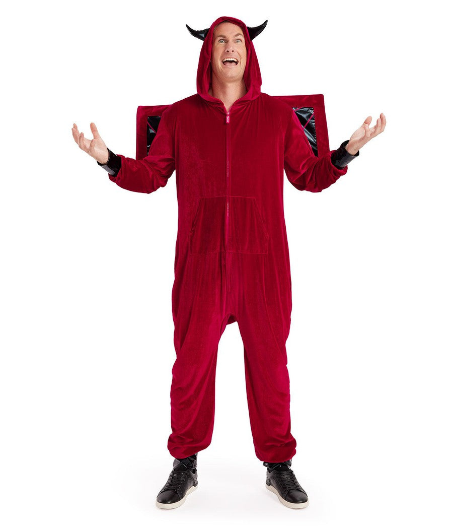 Tipsy Elves Classic Red Devil Hooded Halloween Costume for Men - Scary Men's Demon Jumpsuit with Horns, Wings, and Tail Tipsy Elves Classic Red Devil Hooded Halloween Costume for Men - Scary Men's Demon Jumpsuit with Horns, Wings, and Tail