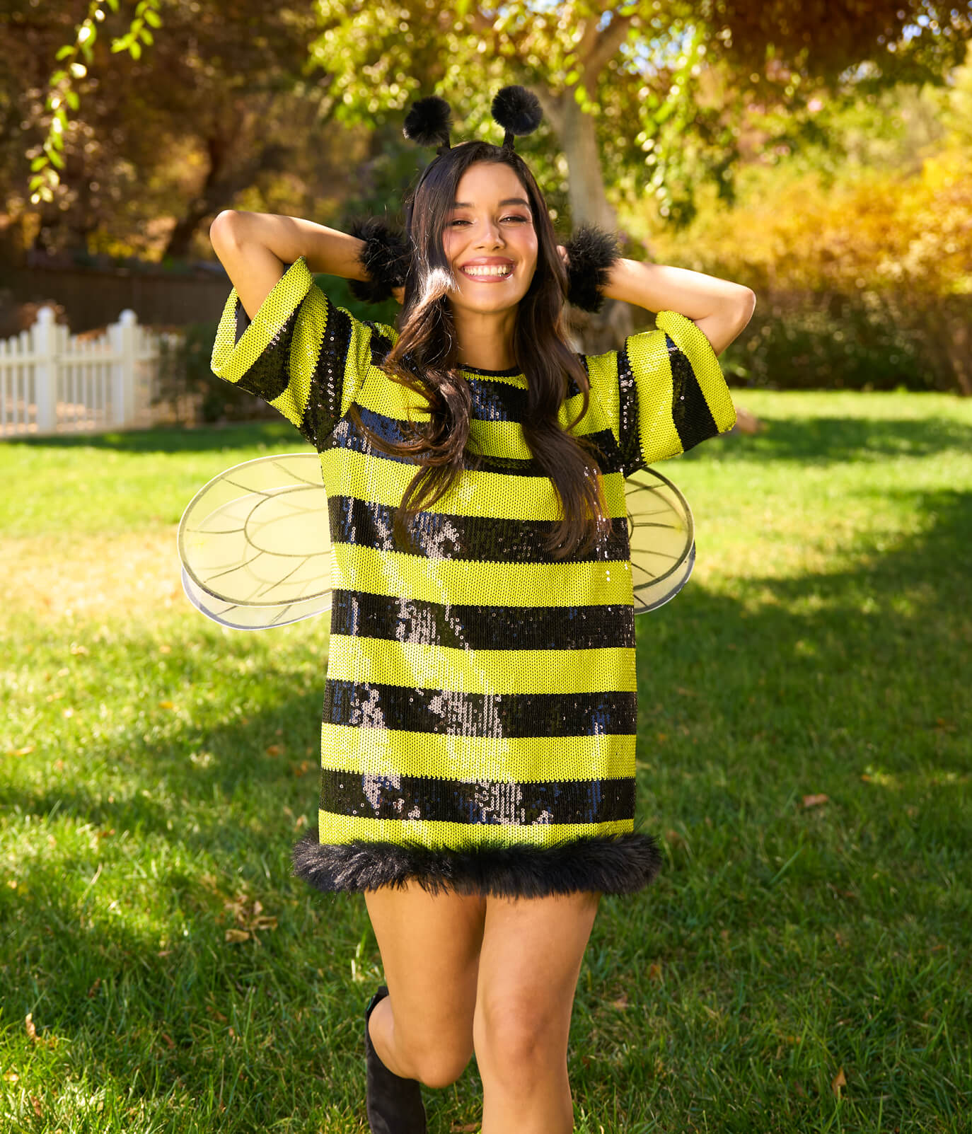Sequined Bee Costume Dress | Fun Halloween Adult Costume | High Strength & Durable Material | Black/Yellow | Tipsy Elves Sequined Bee Costume Dress | Fun Halloween Adult Costume | High Strength & Durable Material | Black/Yellow | Tipsy Elves