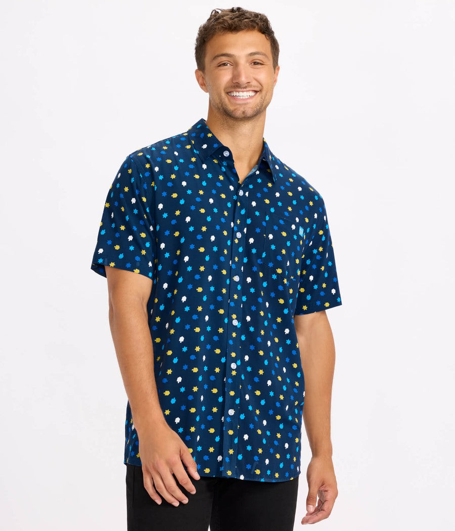 Men's Dreidel Decor Button Down Shirt Image 2