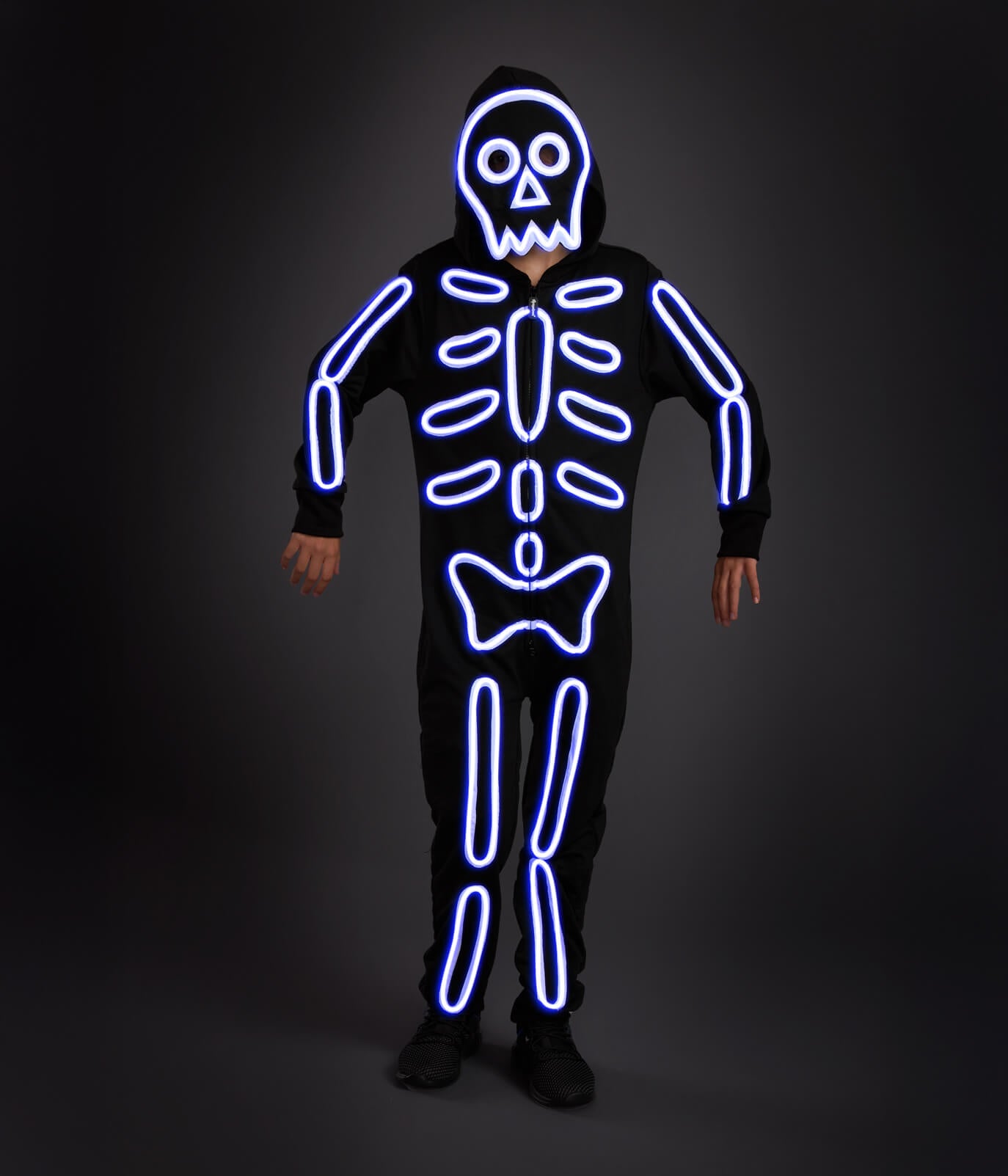 Girl's Neon LED Light Up Skeleton Costume