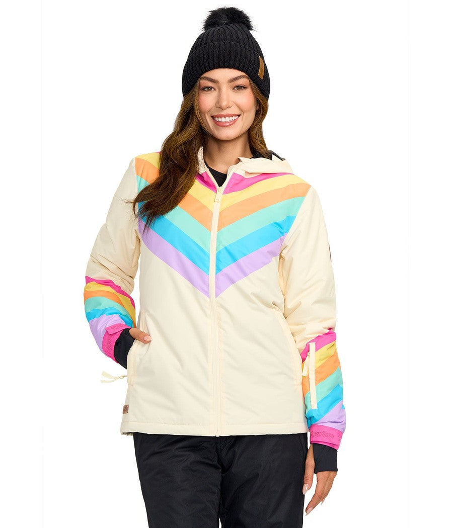 Retro Rainbow Snowboard Jacket: Women's Winter Outfits Tipsy Elves