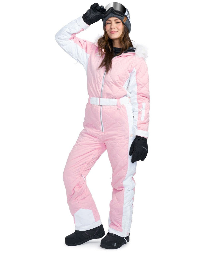 Women's Powder Pink Ski Suit Image 2