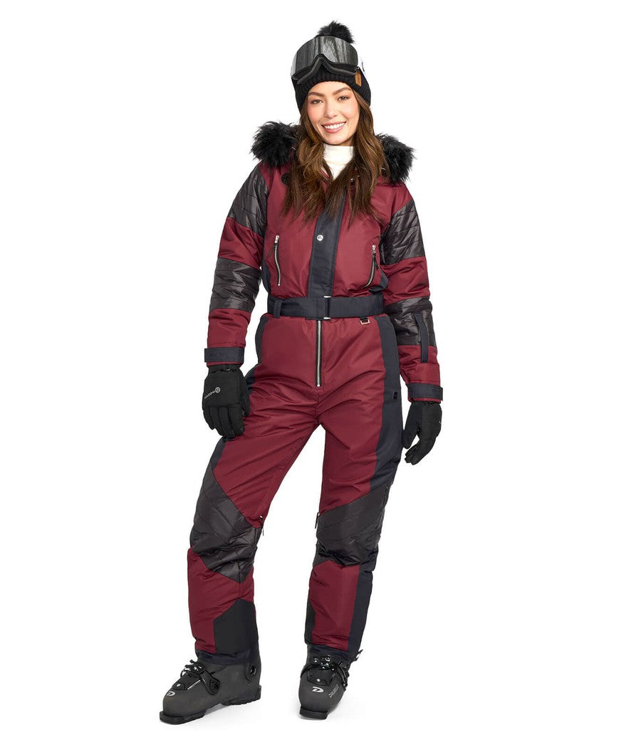 Women's Burgundy Blizzard Ski Suit Image 6