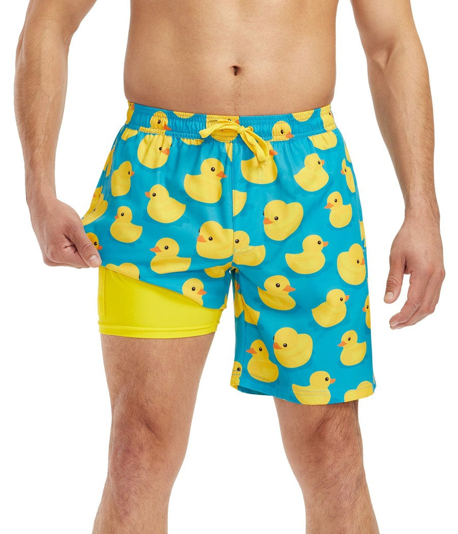 Rubber Ducky Stretch Swim Trunks With Liner