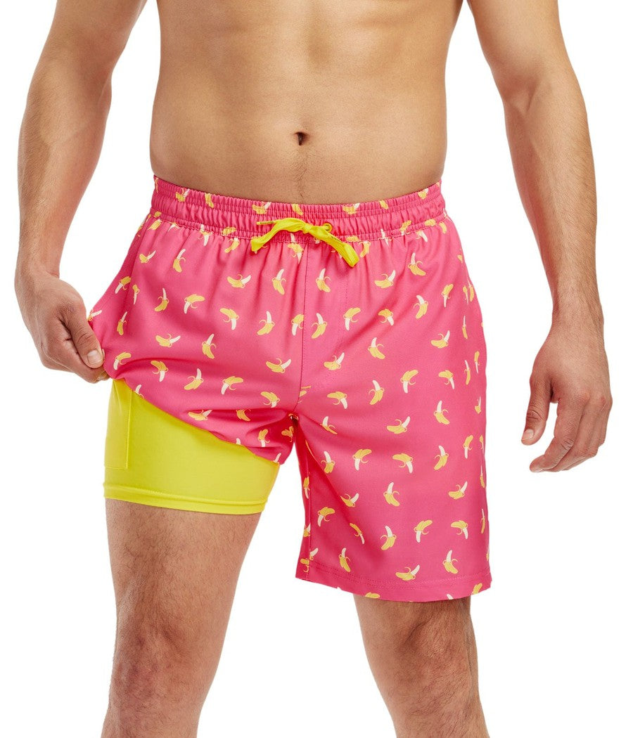 Pink Banana Stretch Swim Trunks With Liner