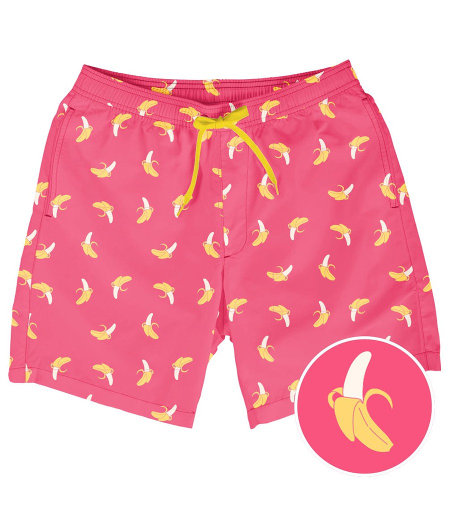 Pink Banana Peel Stretch Swim Trunks