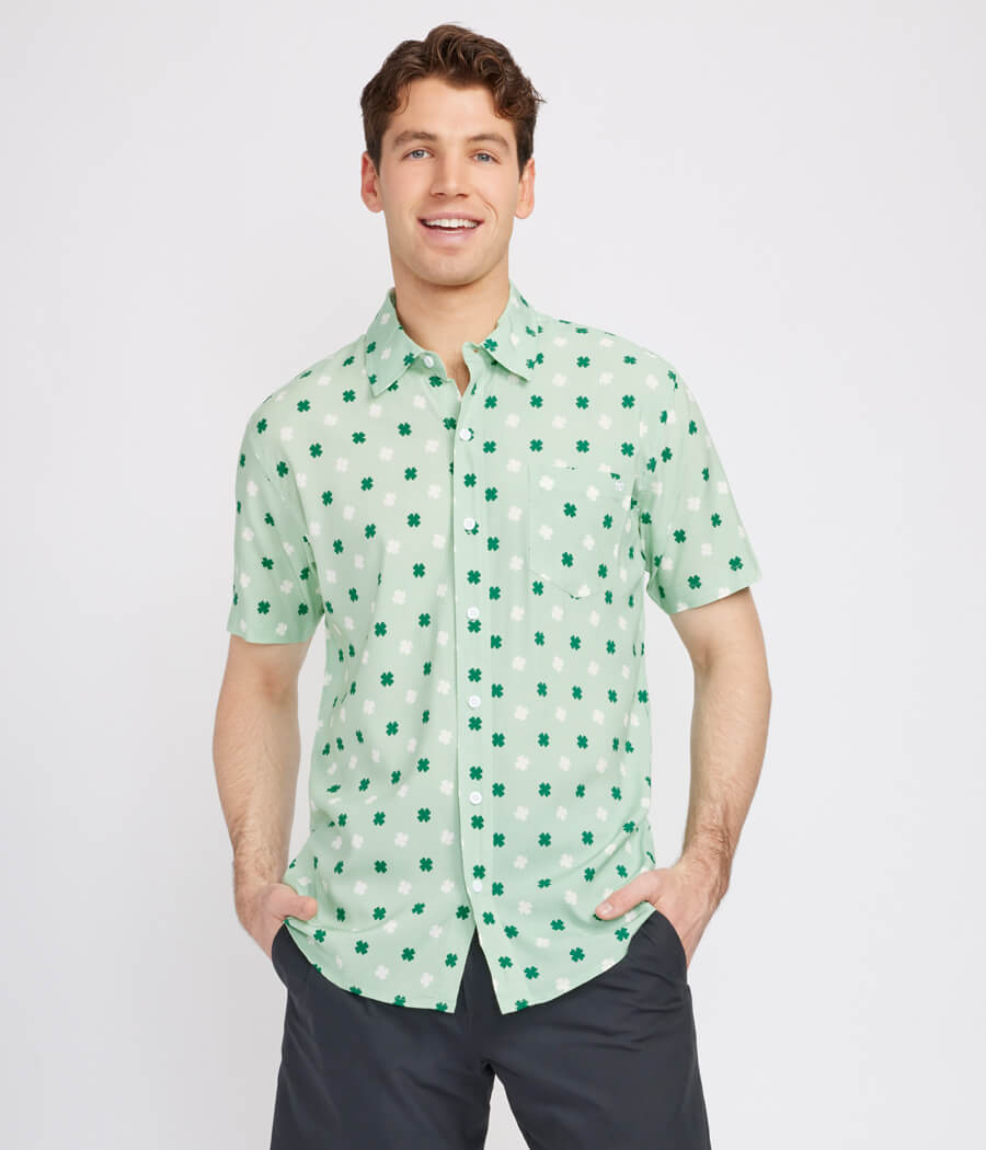 Men's Mint Clover Button Down Shirt Image 2