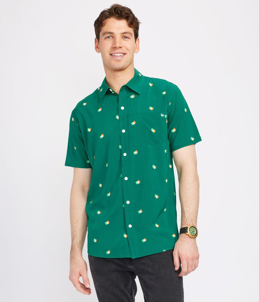 Men's Irish Flag All Over Button Down Shirt Image 2