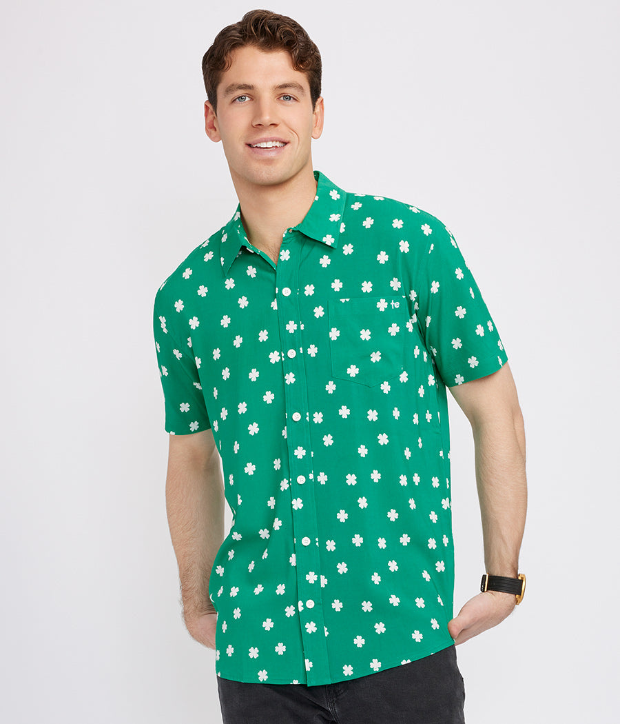Men's Green Crushin' Clovers Button Down Shirt Image 2