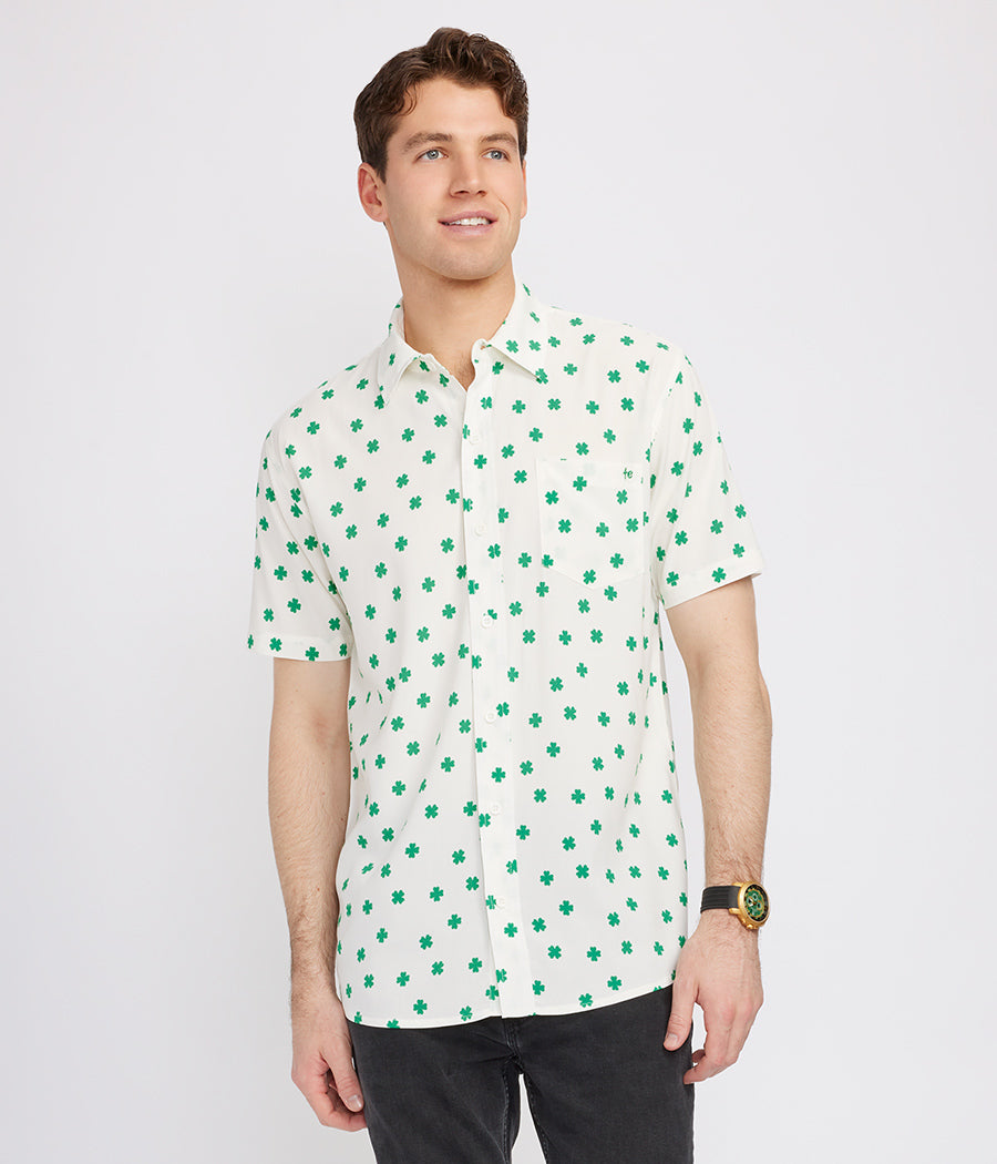 Men's White Crushin' Clovers Button Down Shirt Image 2