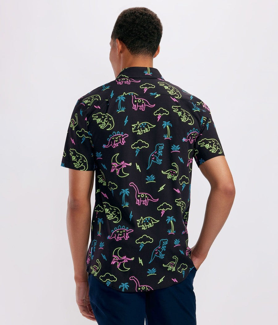 Men's Neon Dinosaur Hawaiian Shirt