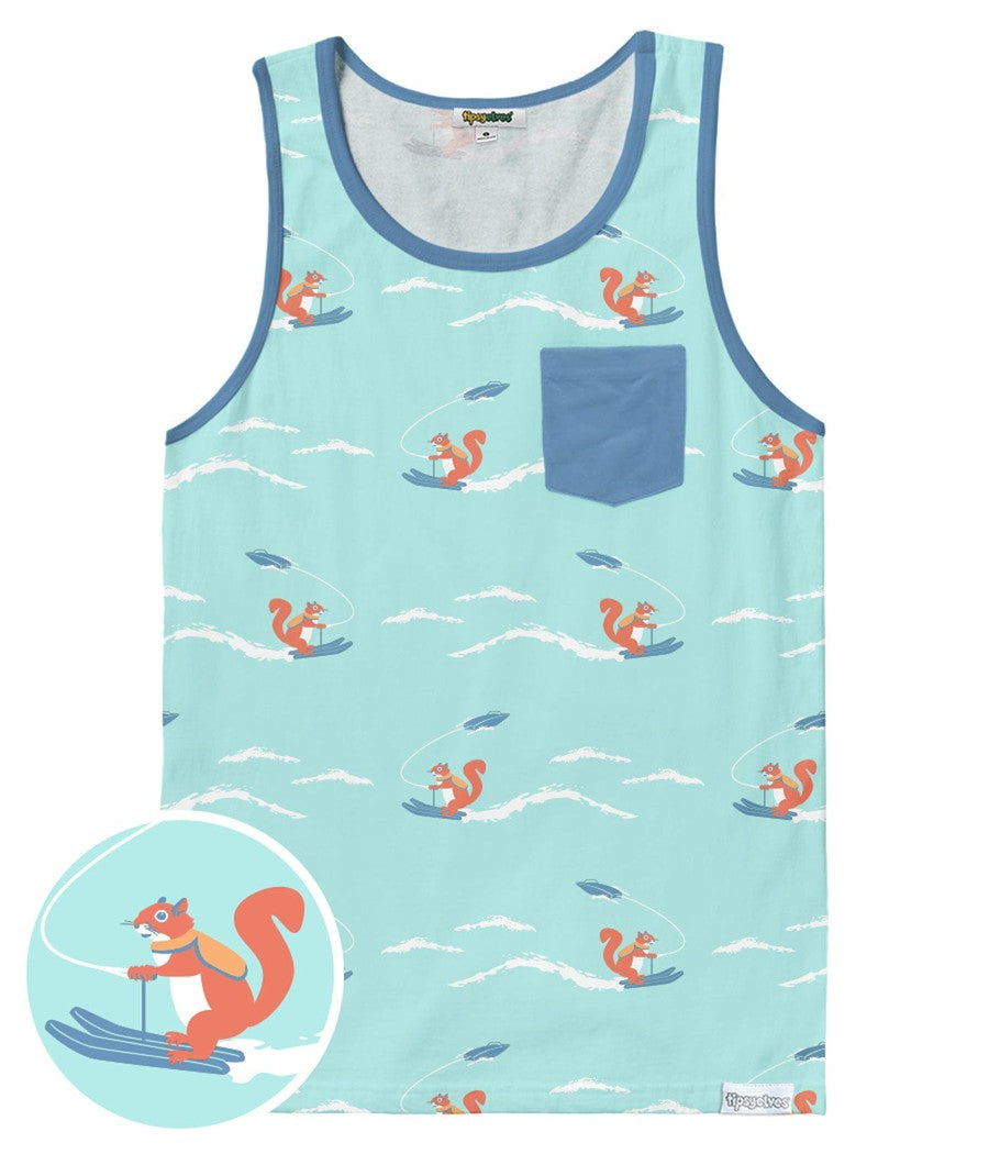 Men's Squirrel on Water Skis Tank Top